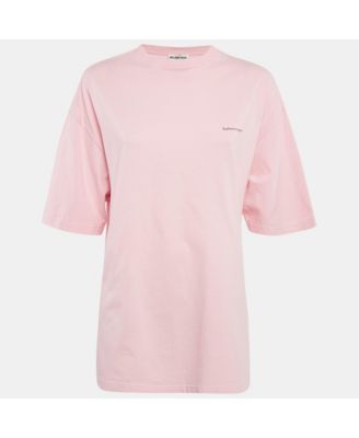 Women's Pink Logo Print Cotton Oversized T-Shirt