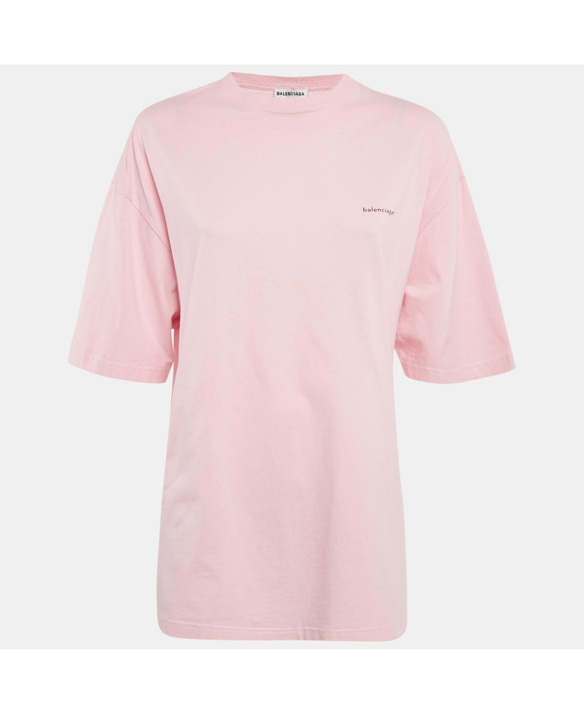 Pre-Owned Balenciaga Women's Pink Logo Print Cotton Oversized T-Shirt