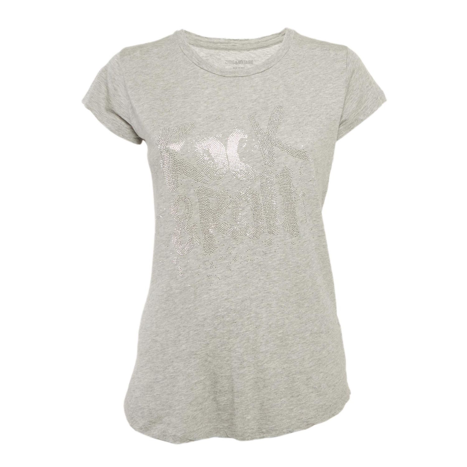 Women's Grey Jersey Skinny Rnr Strass Top