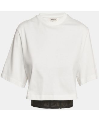 Women's White/black Cotton Corset T-Shirt