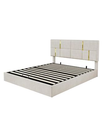2-Piece Queen Upholstered Platform Bed with Storage Ottoman
