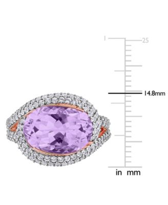 Pink Amethyst (5-3/8 ct. t.w.) and White Sapphire (1-1/2 ct. t.w.) Swirl Ring in 18k Rose Gold Flash Plated Sterling Silver