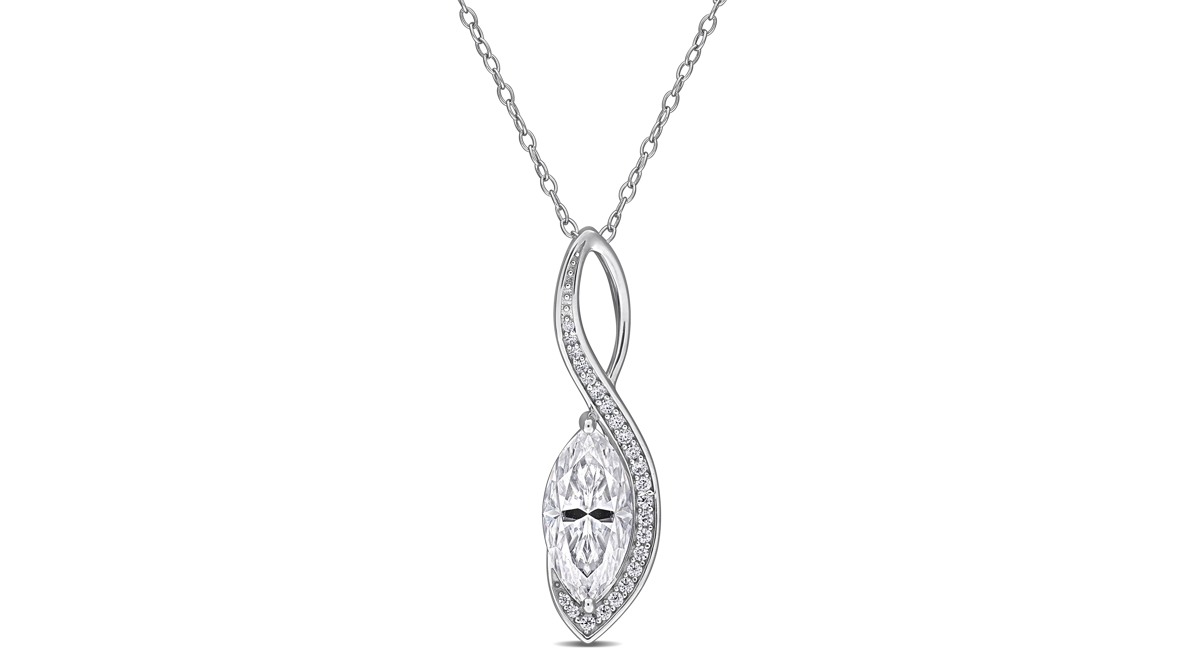 Macy's Moissanite (3-1/6 ct. t.w.) Pendant Necklace in Sterling Silver