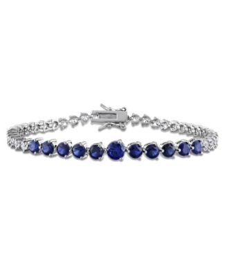 Sapphire (3-1/2 ct. t.w.) and White Sapphire (4-7/8 ct. t.w.) Tennis Bracelet in Sterling Silver