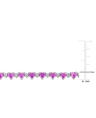 Sapphire (8-1/3 ct. t.w.) and White Sapphire (1 ct. t.w.) Heart Bracelet in Sterling Silver
