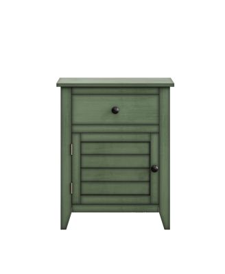 Antique Green Veneer Transitional Nightstand with Storage Drawer