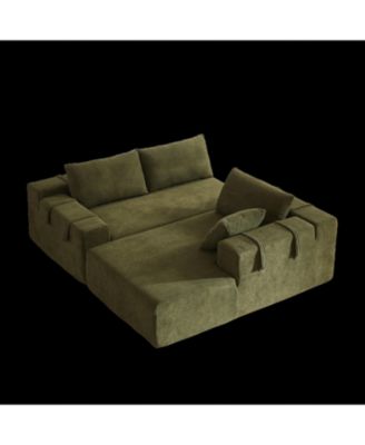 Right Chaise 108 Inch Modular L shaped Chenille Sectional Sofa Set with 6 Pillows