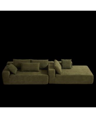 Right Chaise 108 Inch Modular L shaped Chenille Sectional Sofa Set with 6 Pillows