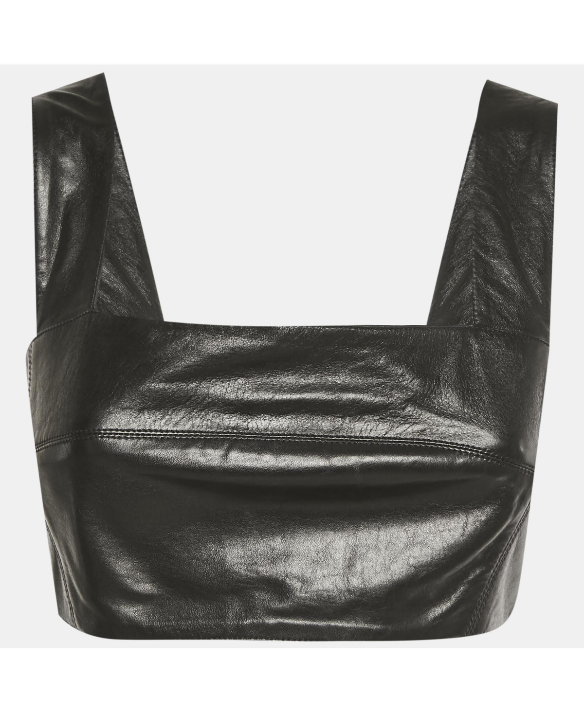 Pre-Owned Balmain Women's Black Leather Crop Top