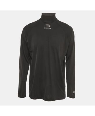Men's Activewear Black Logo Print Jersey Long Sleeve T-Shirt