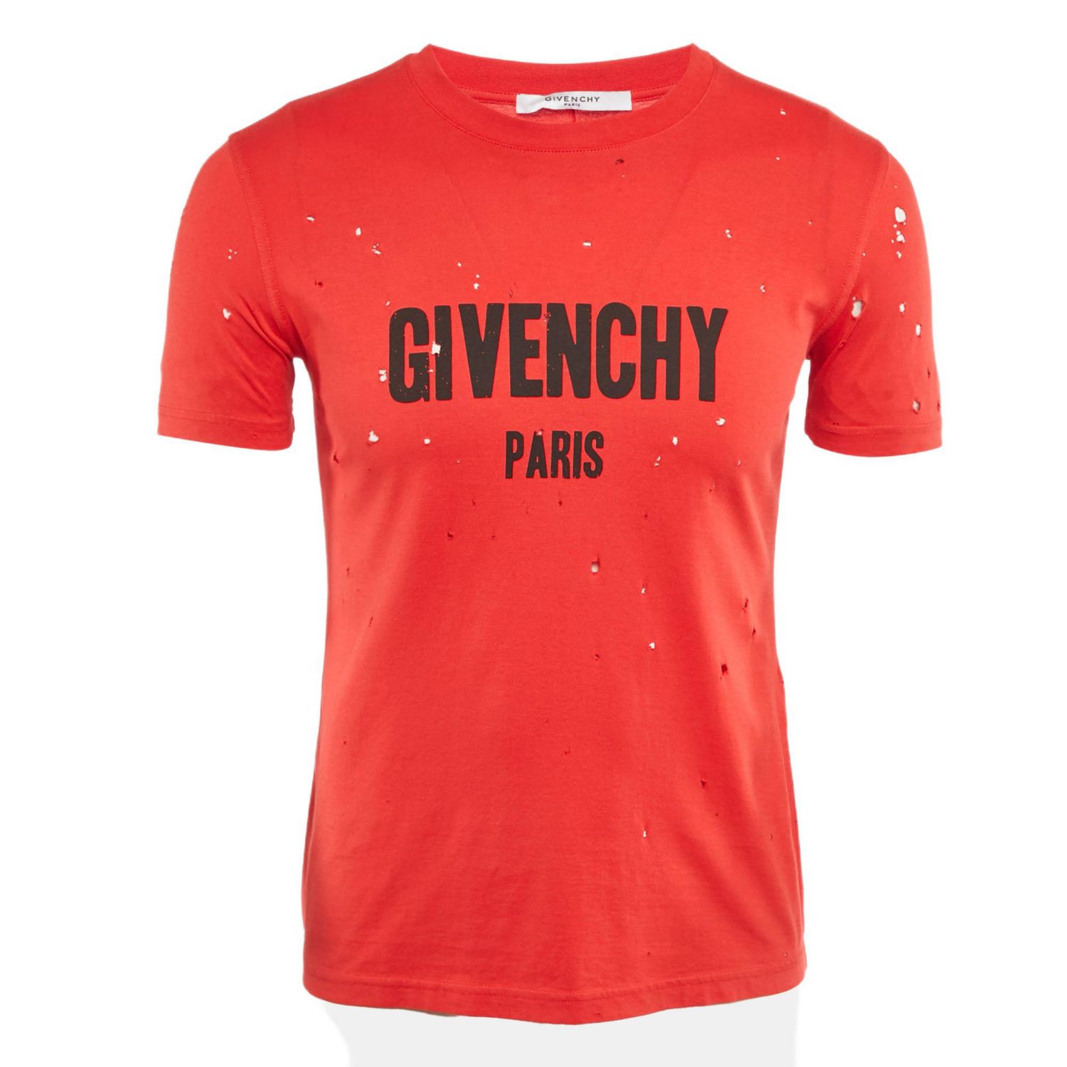 Men's Red Distressed Cotton Half Sleeve T-Shirt