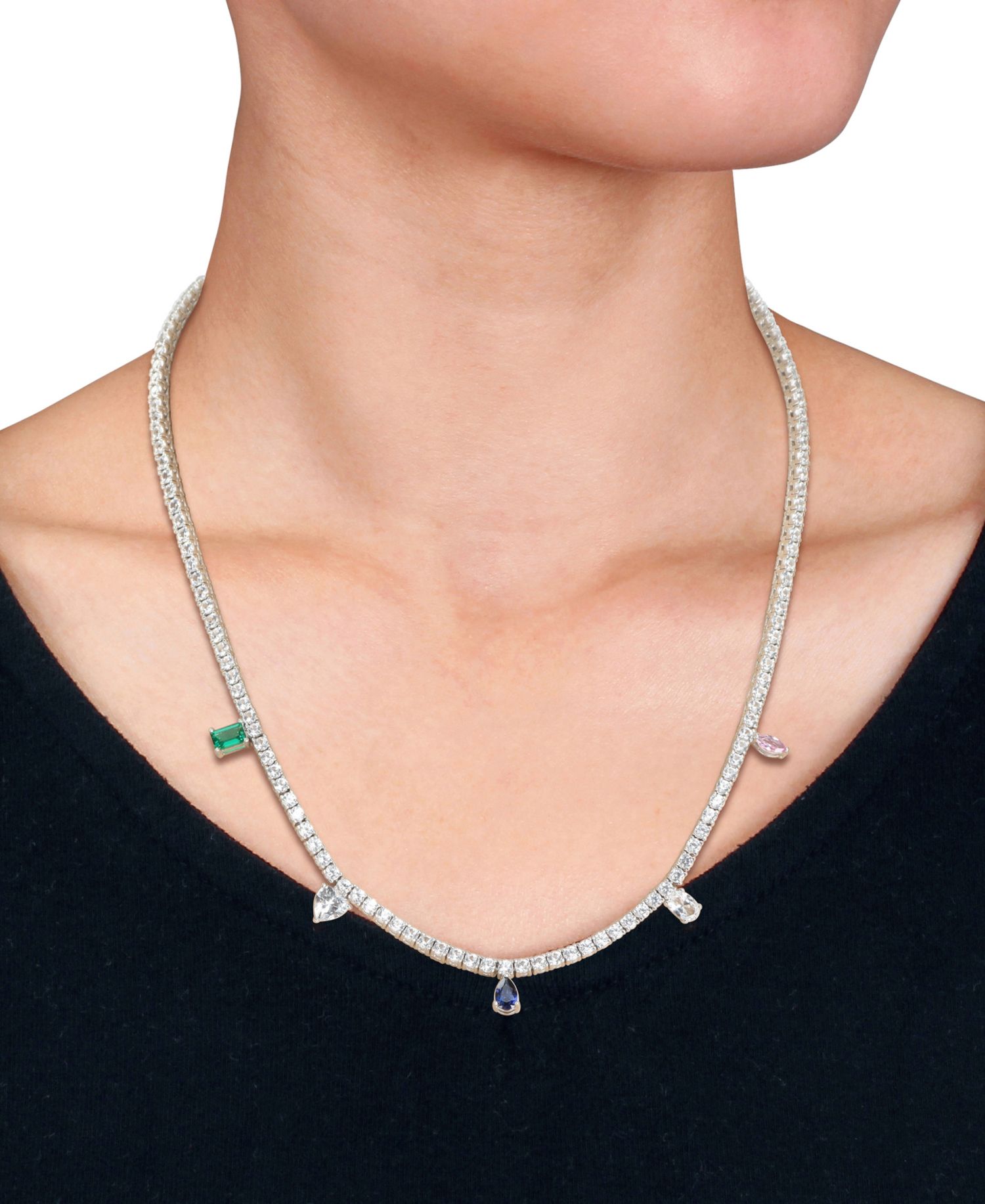 Multi-Gemstone (19-1/3 ct. t.w.) Charm Necklace in Sterling Silver