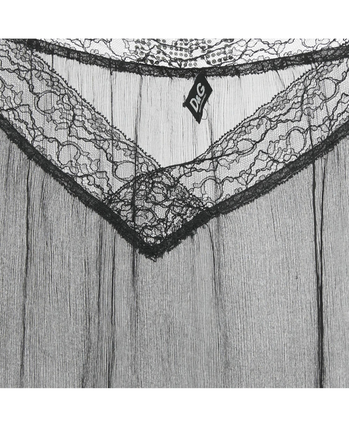 Pre-Owned Dolce & Gabbana Women's Black Silk Chiffon Lace Trim Sheer Top