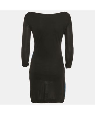 Women's Black/blue Printed Jersey Mini Dress