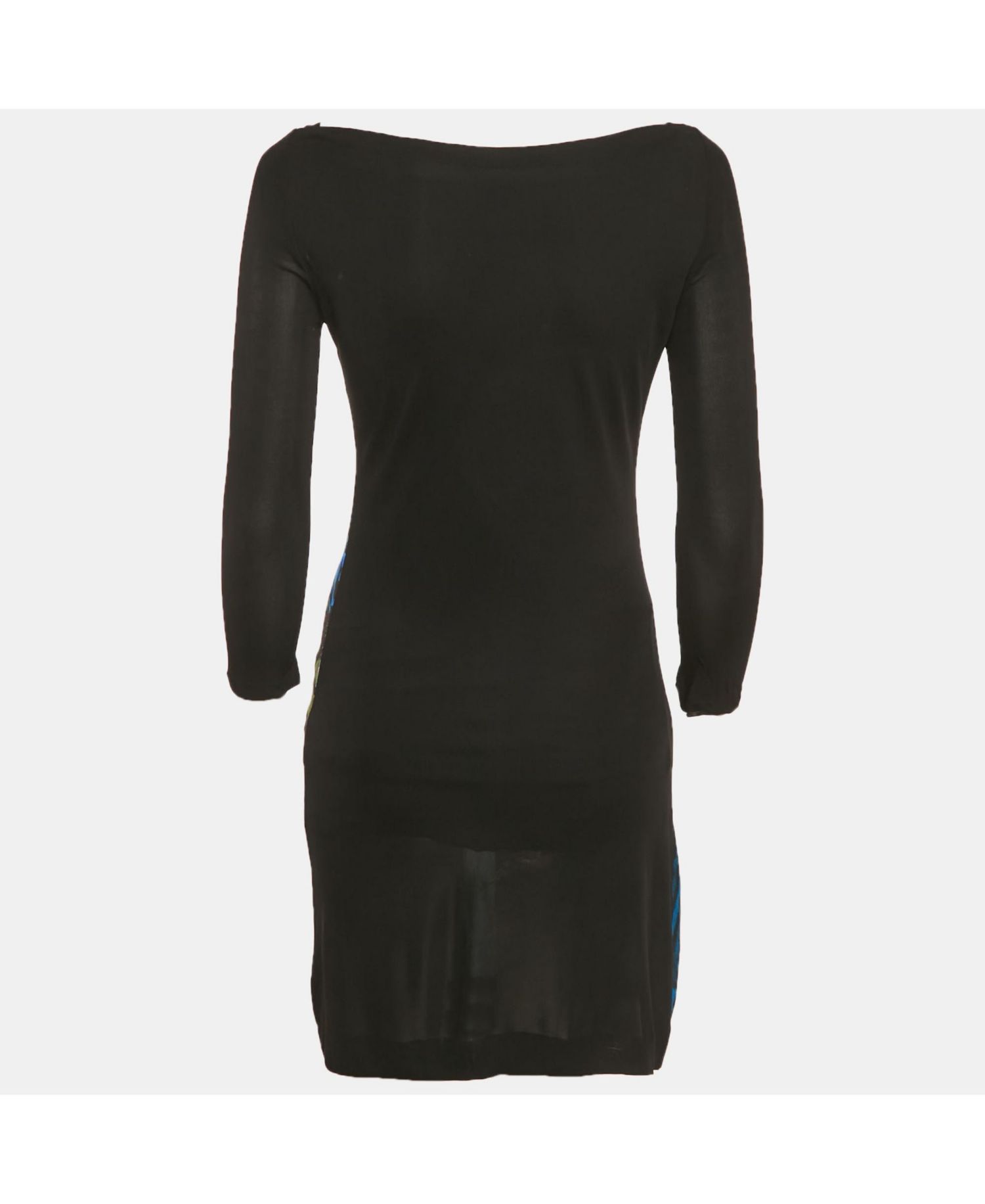 Women's Black/blue Printed Jersey Mini Dress