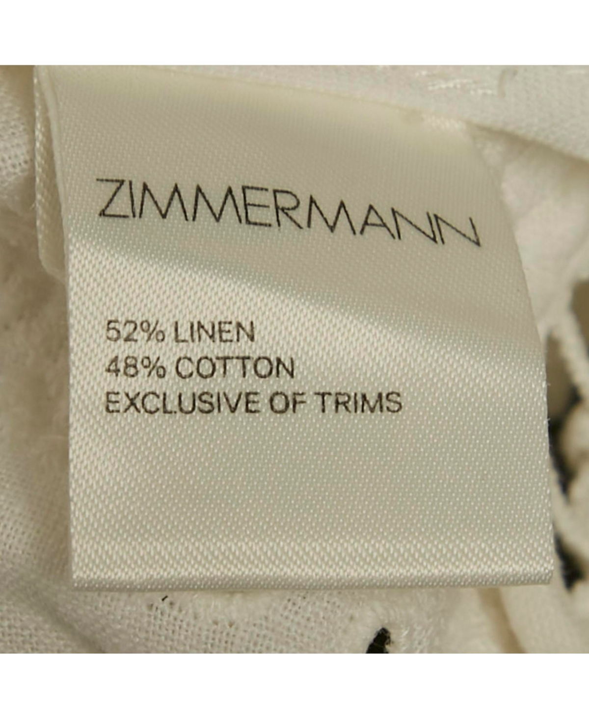 Pre-Owned Zimmermann Women's White Linen Blend Eyelet Crop Top