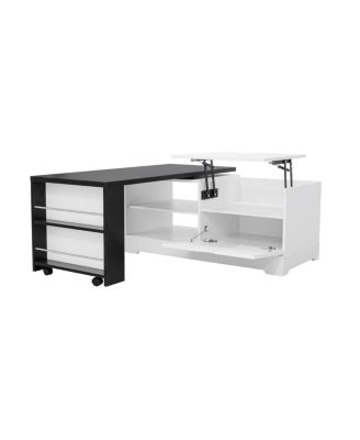 Farmhouse Lift Top Coffee Table with Barn Doors & Hidden Storage