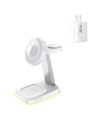 3-in-1 Magnetic Wireless Charger with Charging Port - MagSafe Phone Stand Fast Charging for Phone Earphones, Apple Watch