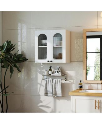 Wall Cabinet with Arched Glass Door and Adjustable Shelves