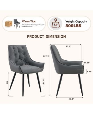  Dining Chairs Set of 2, Faux Leather, Gold Mesh Metal Legs (Set of 2)