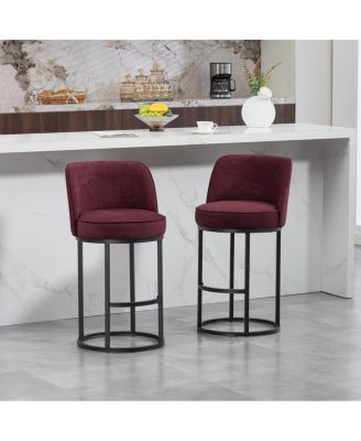 Streamdale Counter Height Bar Stools Set of 2, Modern Barrel Counter Stools with Backrest