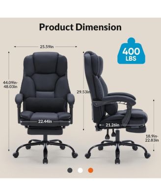 Streamdale Office Chair with Foot Rest, Executive, Reclining, PU Leather Comfy Swivel Chair