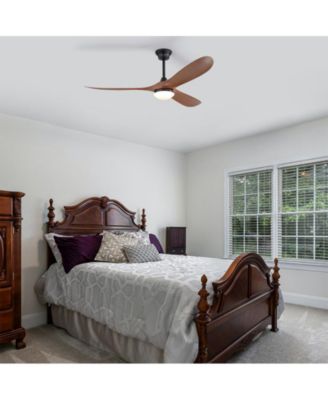 60-inch Modern Black 3-blade Ceiling Fan Light With Remote Control Supports Mobile Phone Connection And Voice Function