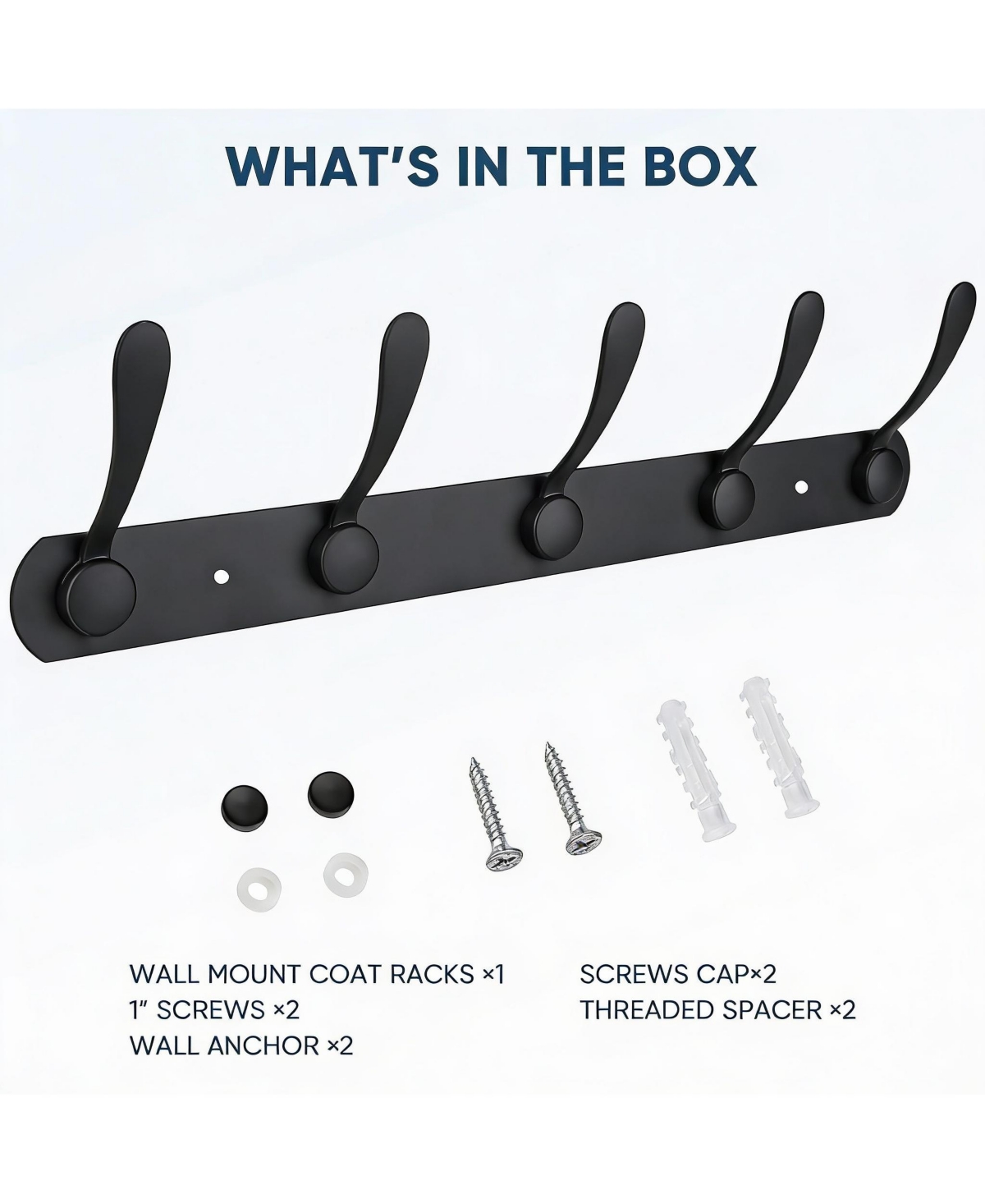 Yigii Premium Metal Wall-Mounted Coat Rack, 5 Tri-Hooks, Multiple Colors