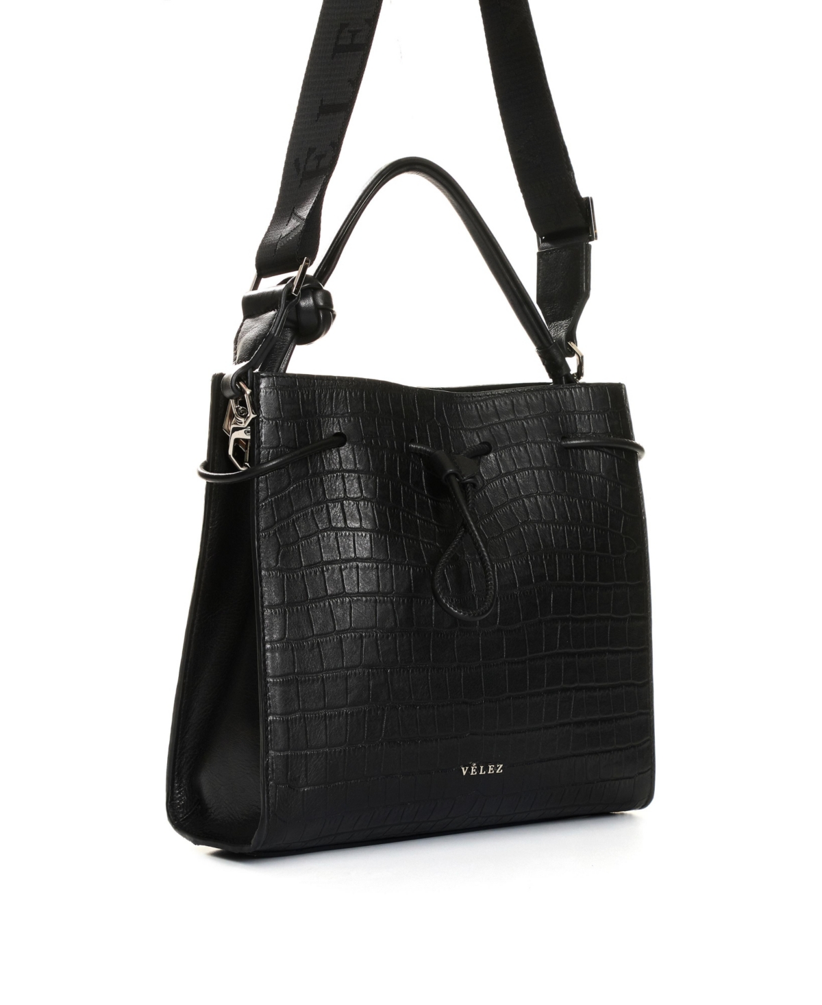 Velez Embossed Leather Bowling Bag