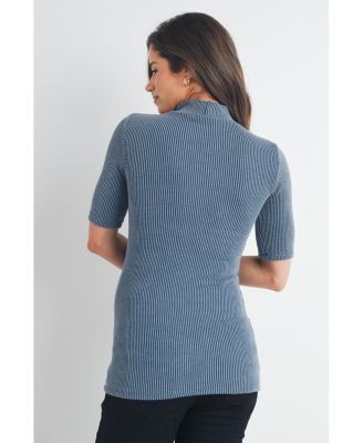 Maternity Ribbed Mock Neck Top