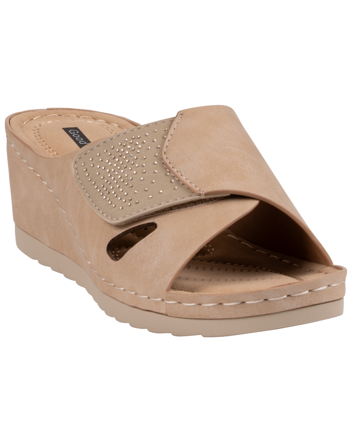 Gc Shoes Women's Savina Embellished Round Toe Wedge Sandals - Nude