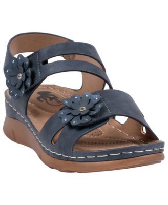 Women's Cadance Double Band Rosette Comfort Sandals