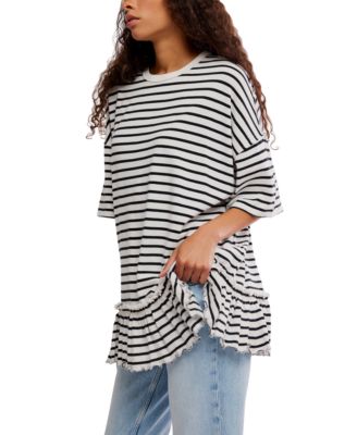 Women's Why Yes Striped Crew Neck Top