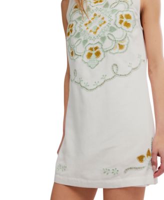 Women's Electric Garden Boat Neck Mini Dress
