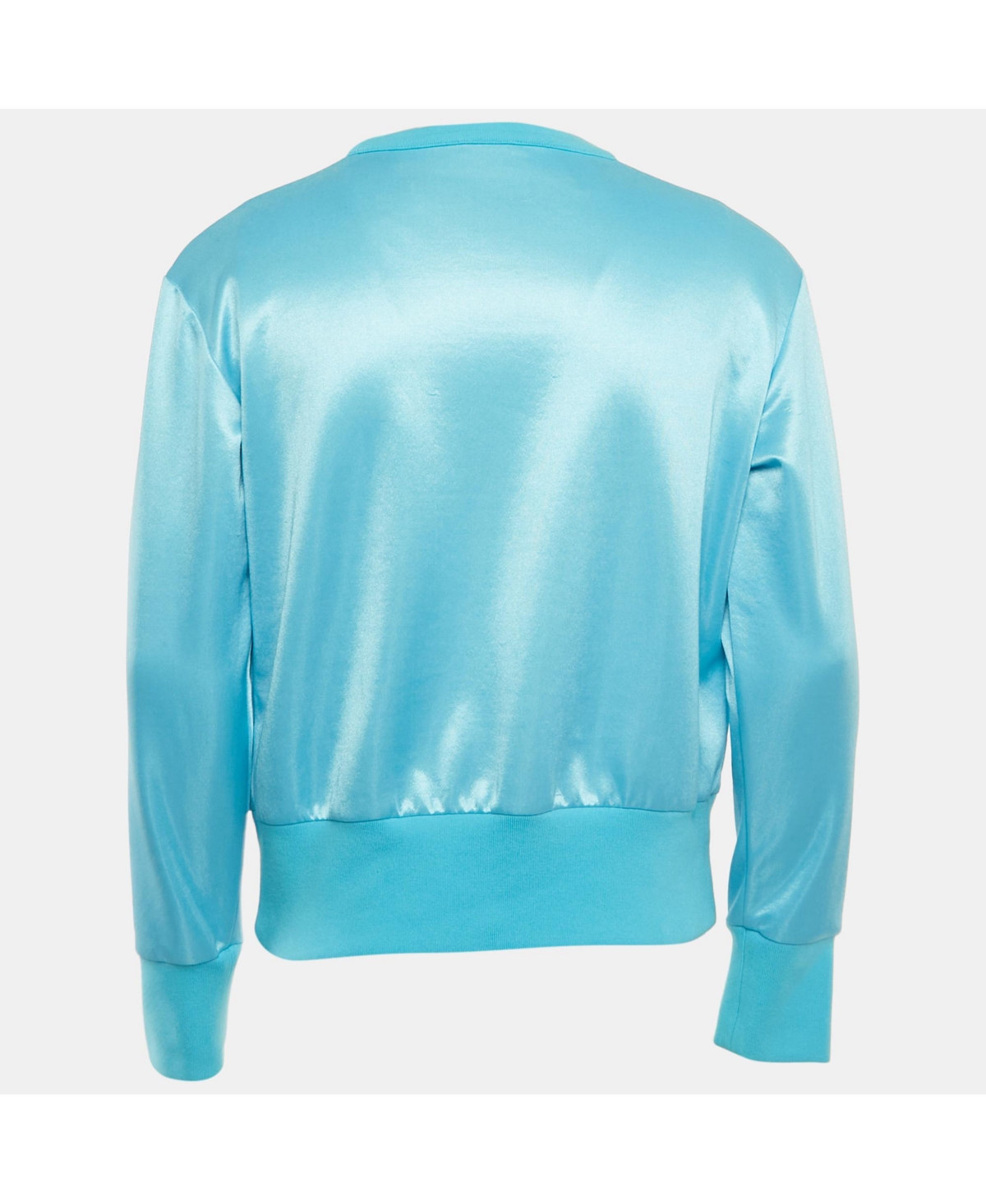 Pre-Owned Versace Men's Blue Logo Embroidered Jersey Sweatshirt