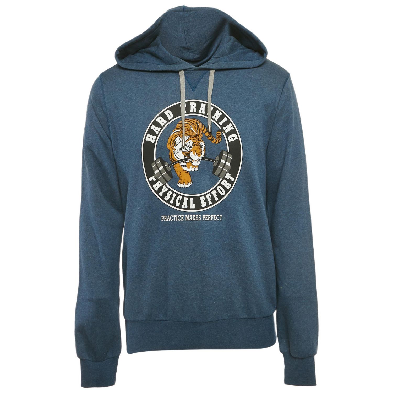 Men's Blue Tiger Print Cotton Hoodie