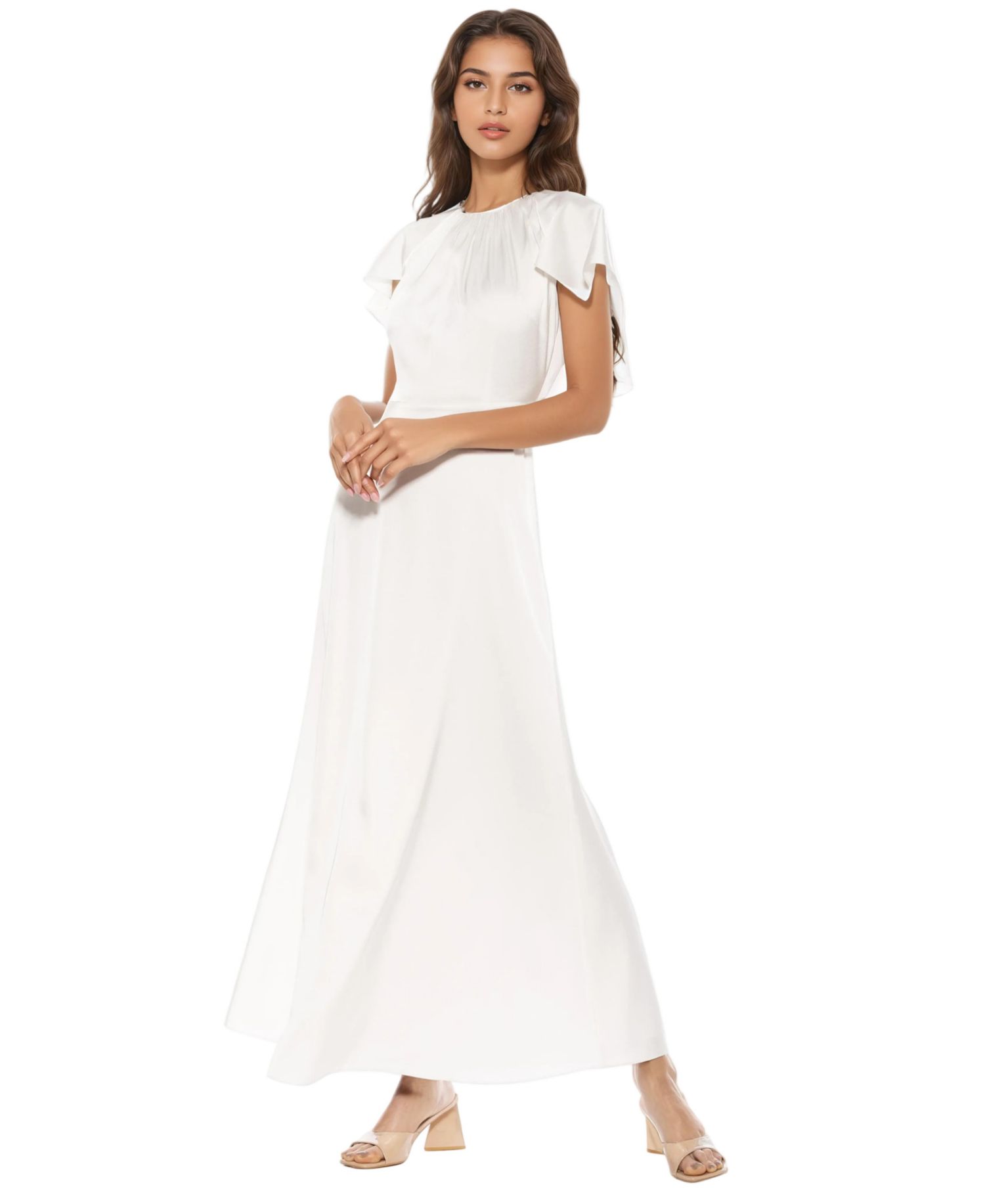 Women's Danica Crewneck Flutter Sleeve Cap Dress