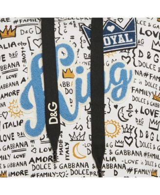 Men's White Graffiti Print Jersey Cotton Knit Sweatshirt