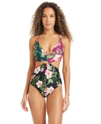 Women's Feline Fine Plunge Ring Over-The-Shoulder Monokini, Macy's Exclusive
