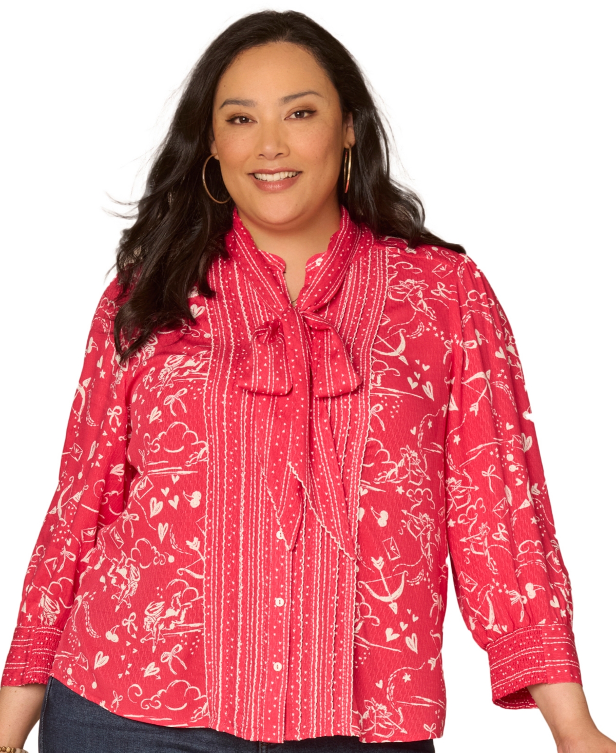 Democracy Plus 3/4-Length Sleeve Button-Down Top