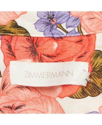 Women's Multicolor Floral Printed Linen Belted Jumpsuit