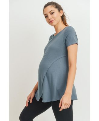 Maternity Short Sleeve Layered Wrap Nursing Top