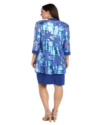 Plus Size Foil Print Jacket Dress