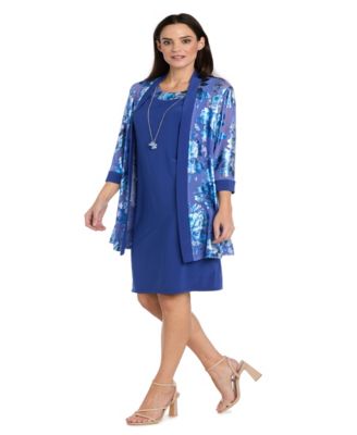 Plus Size Foil Print Jacket Dress