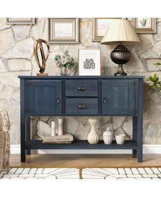 Solid Wood Sideboard Console Table with 2 Drawers & Cabinets