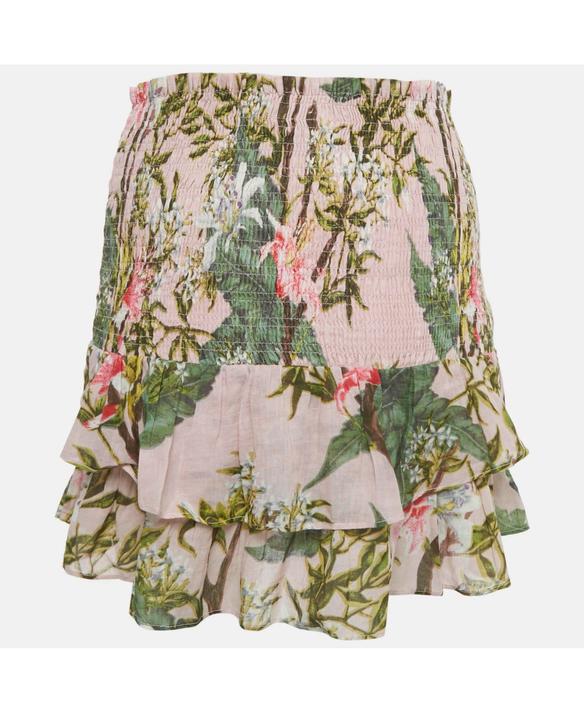 Pre-Owned Isabel Marant Women's Pink Floral Print Cotton Shirring Tiered Mini Dress