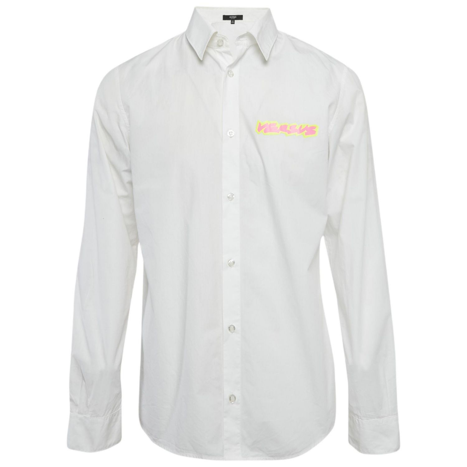 Men's White Cotton Logo Printed Shirt
