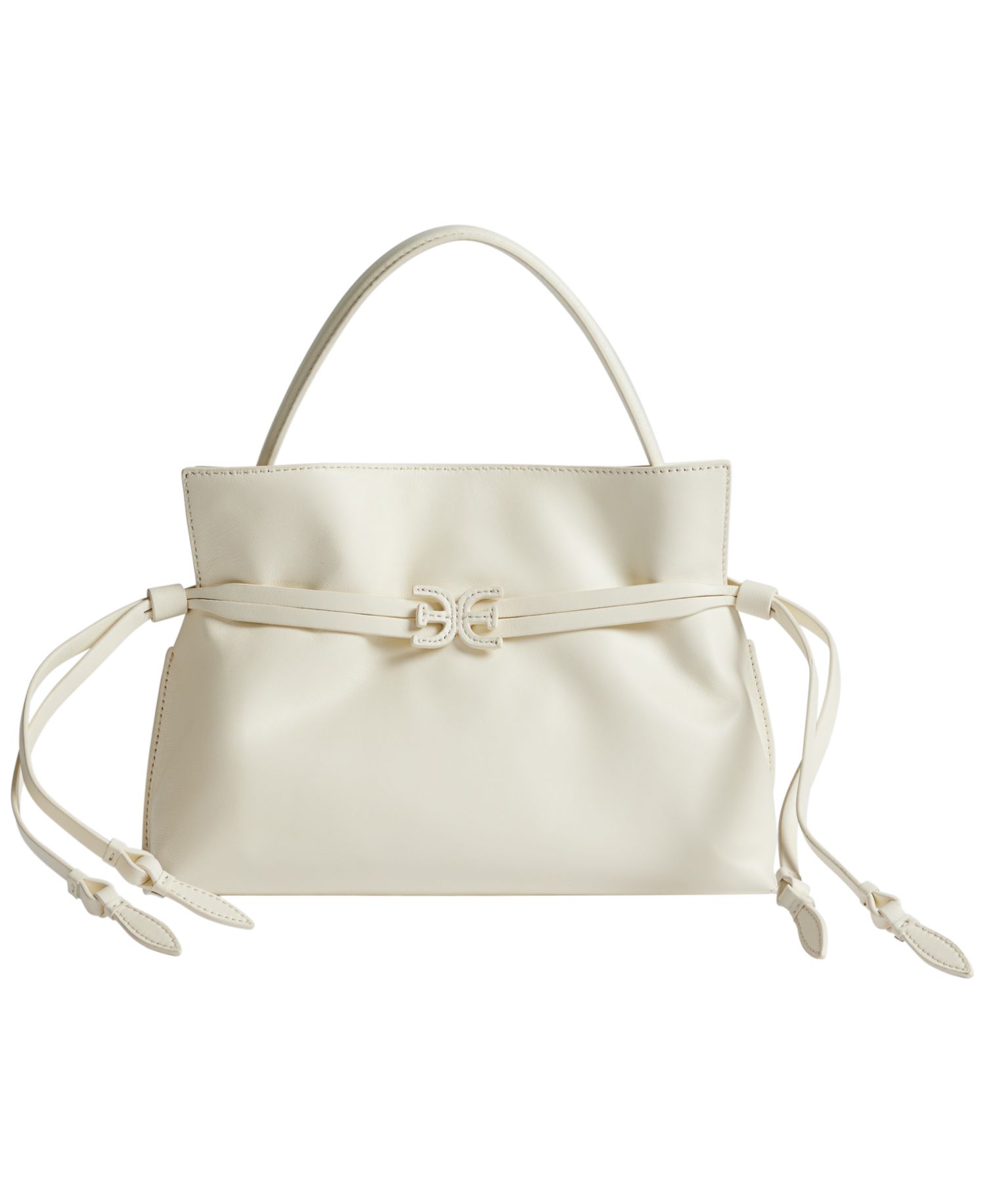 Poppy Small Leather Drawstring Tote Bag