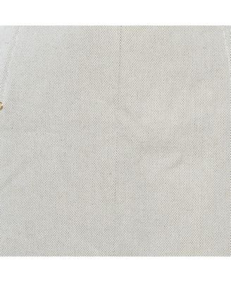 Women's Beige Canvas Leather Trim Short Skirt