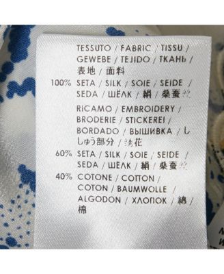 Women's White Printed Silk Ruffled Midi Skirt